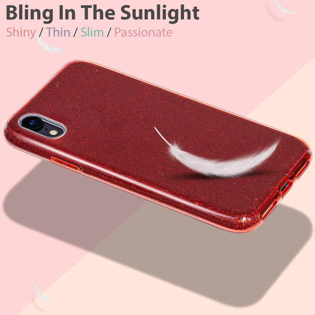 Iphone XR Case,Bling Sparkle Cute Girls Women Protective Case for Iphone XR 6.1"(Red)