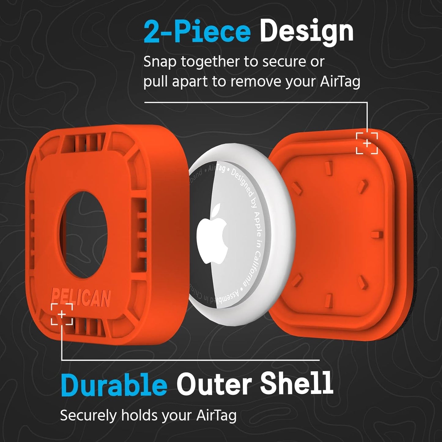 Protector - Airtag Holder / Case with 3M Adhesive Sticker [1 Pack] Protective Shockproof Cover for Apple Air Tag - Hidden Stick on Mount for Bike Wallet Travel TV Remote Car Luggage - Orange