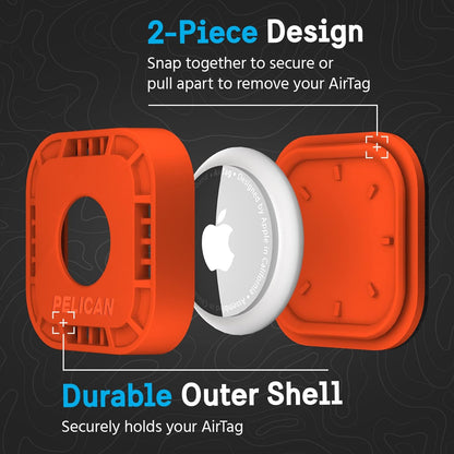 Protector - Airtag Holder / Case with 3M Adhesive Sticker [1 Pack] Protective Shockproof Cover for Apple Air Tag - Hidden Stick on Mount for Bike Wallet Travel TV Remote Car Luggage - Orange