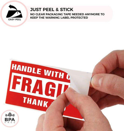 - 4 X 6 Inch Large Fragile Stickers Handle with Care Warning Packing Shipping Label - Permanent Adhesive (1 Roll, 500 Labels)