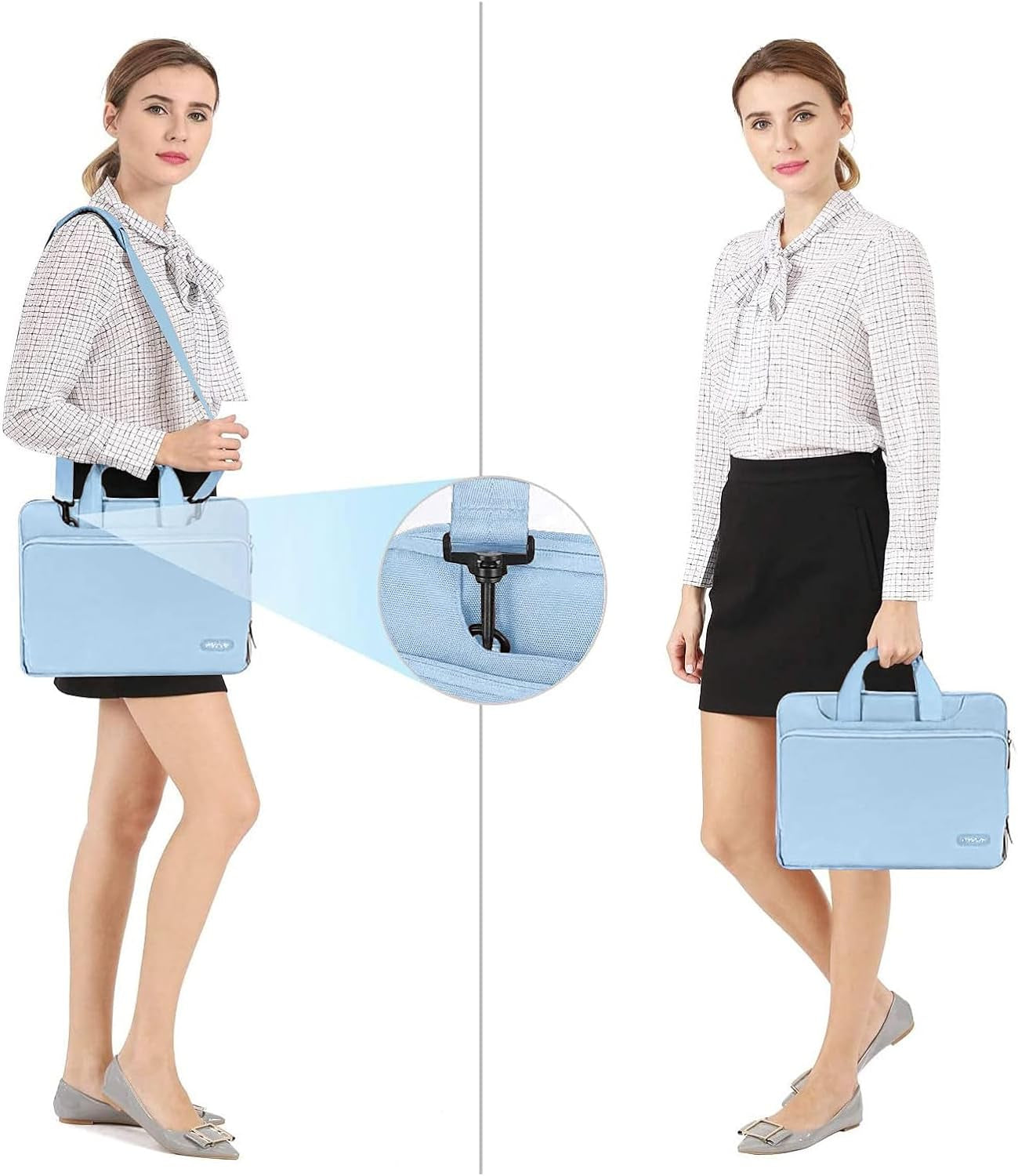360 Protective Laptop Shoulder Bag Compatible with Macbook Pro 16 Inch 2021 2022 M1 A2485/2019-2020 A2141/Pro 15 A1398, 15-15.6 Inch Notebook, Matching Color Sleeve with Belt, Airy Blue