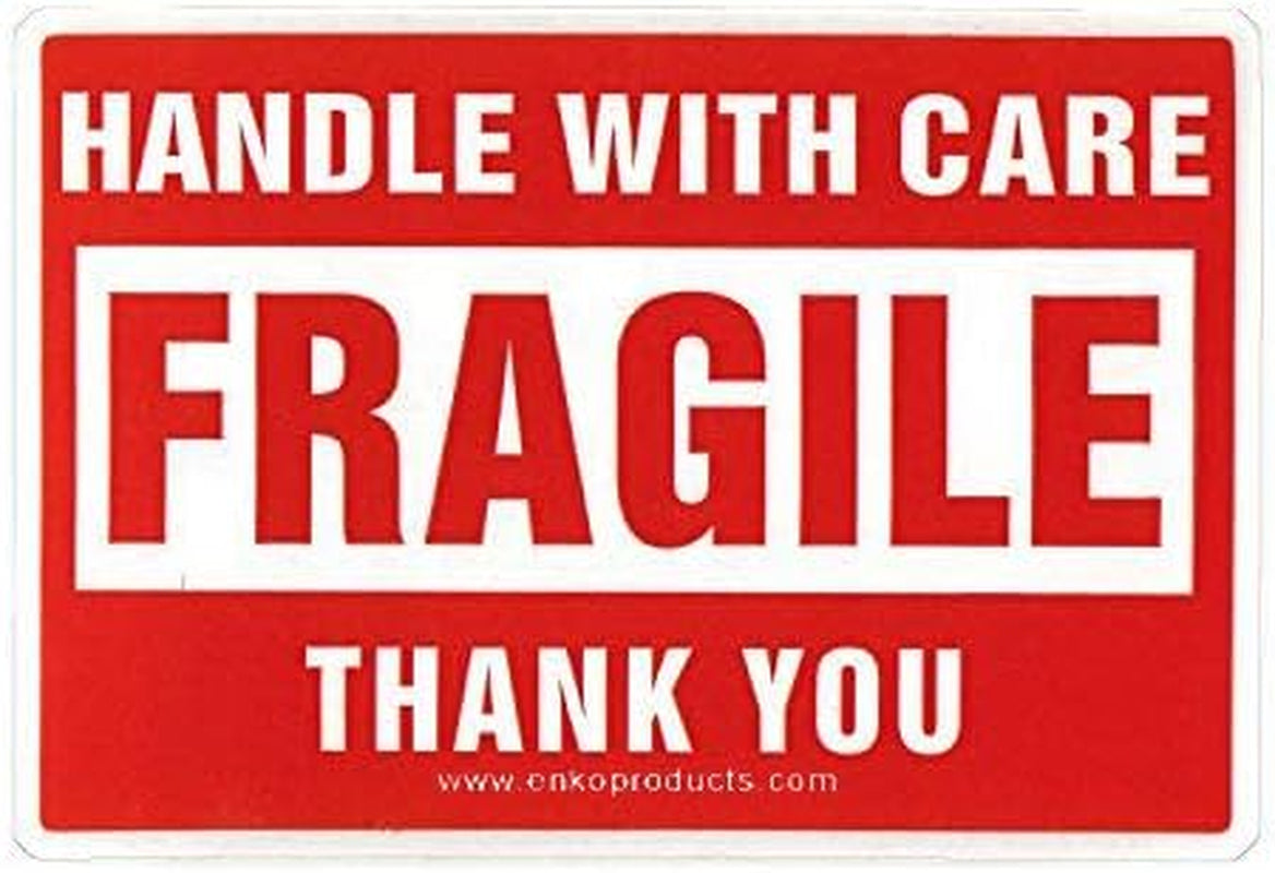 - 4 X 6 Inch Large Fragile Stickers Handle with Care Warning Packing Shipping Label - Permanent Adhesive (1 Roll, 500 Labels)