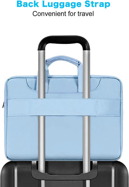 360 Protective Laptop Shoulder Bag Compatible with Macbook Pro 16 Inch 2021 2022 M1 A2485/2019-2020 A2141/Pro 15 A1398, 15-15.6 Inch Notebook, Matching Color Sleeve with Belt, Airy Blue