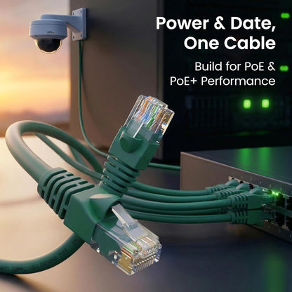 Cat 6 Ethernet Cable 10 Ft (10-Pack) - Cat6 Patch Cable, Cat 6 Patch Cable, Cat6 Cable, Cat 6 Cable, Cat6 Ethernet Cable, Network Cable, Internet Cable - Green 10 Feet