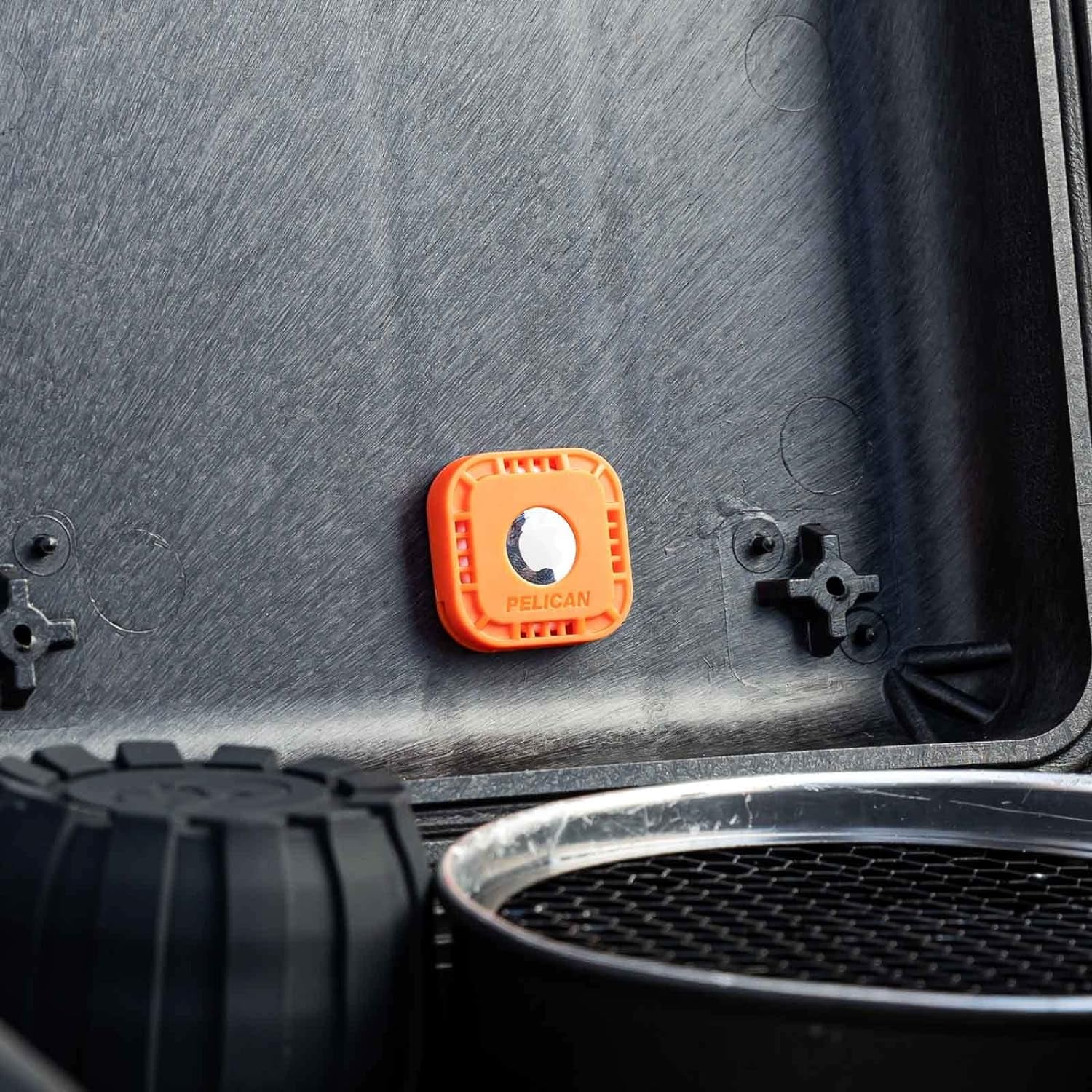 Protector - Airtag Holder / Case with 3M Adhesive Sticker [1 Pack] Protective Shockproof Cover for Apple Air Tag - Hidden Stick on Mount for Bike Wallet Travel TV Remote Car Luggage - Orange
