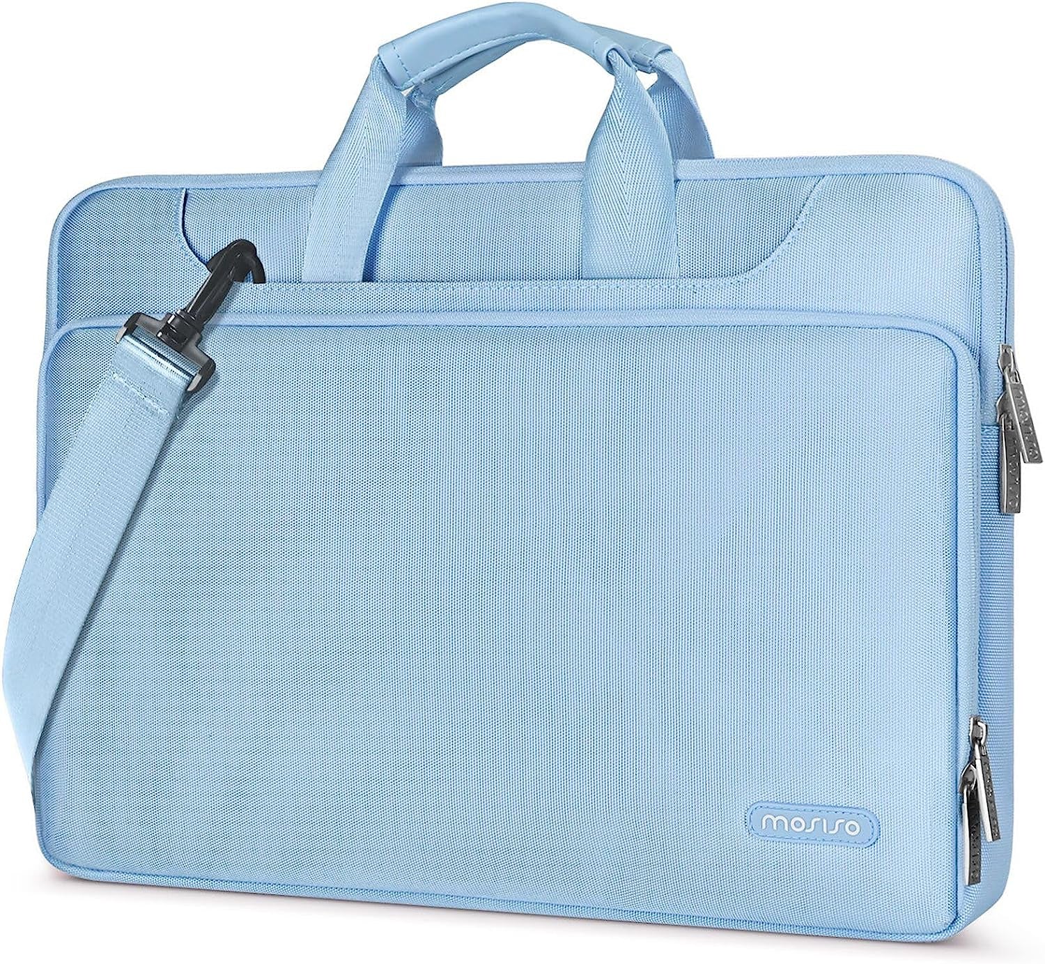 360 Protective Laptop Shoulder Bag Compatible with Macbook Pro 16 Inch 2021 2022 M1 A2485/2019-2020 A2141/Pro 15 A1398, 15-15.6 Inch Notebook, Matching Color Sleeve with Belt, Airy Blue