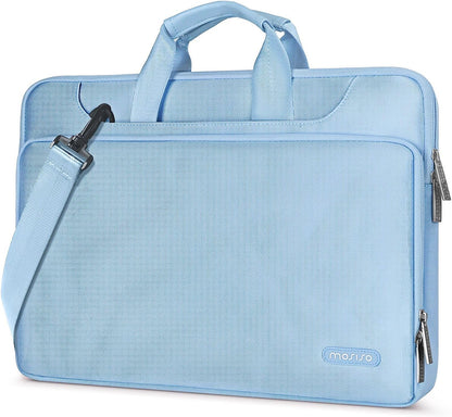 360 Protective Laptop Shoulder Bag Compatible with Macbook Pro 16 Inch 2021 2022 M1 A2485/2019-2020 A2141/Pro 15 A1398, 15-15.6 Inch Notebook, Matching Color Sleeve with Belt, Airy Blue