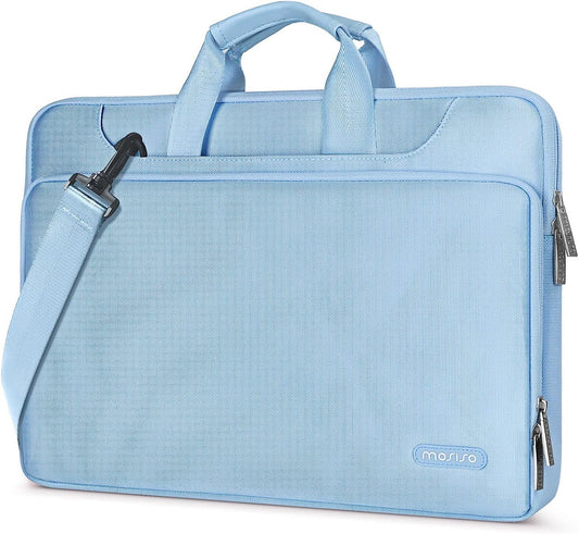 360 Protective Laptop Shoulder Bag Compatible with Macbook Pro 16 Inch 2021 2022 M1 A2485/2019-2020 A2141/Pro 15 A1398, 15-15.6 Inch Notebook, Matching Color Sleeve with Belt, Airy Blue