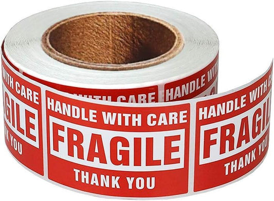 - 4 X 6 Inch Large Fragile Stickers Handle with Care Warning Packing Shipping Label - Permanent Adhesive (1 Roll, 500 Labels)