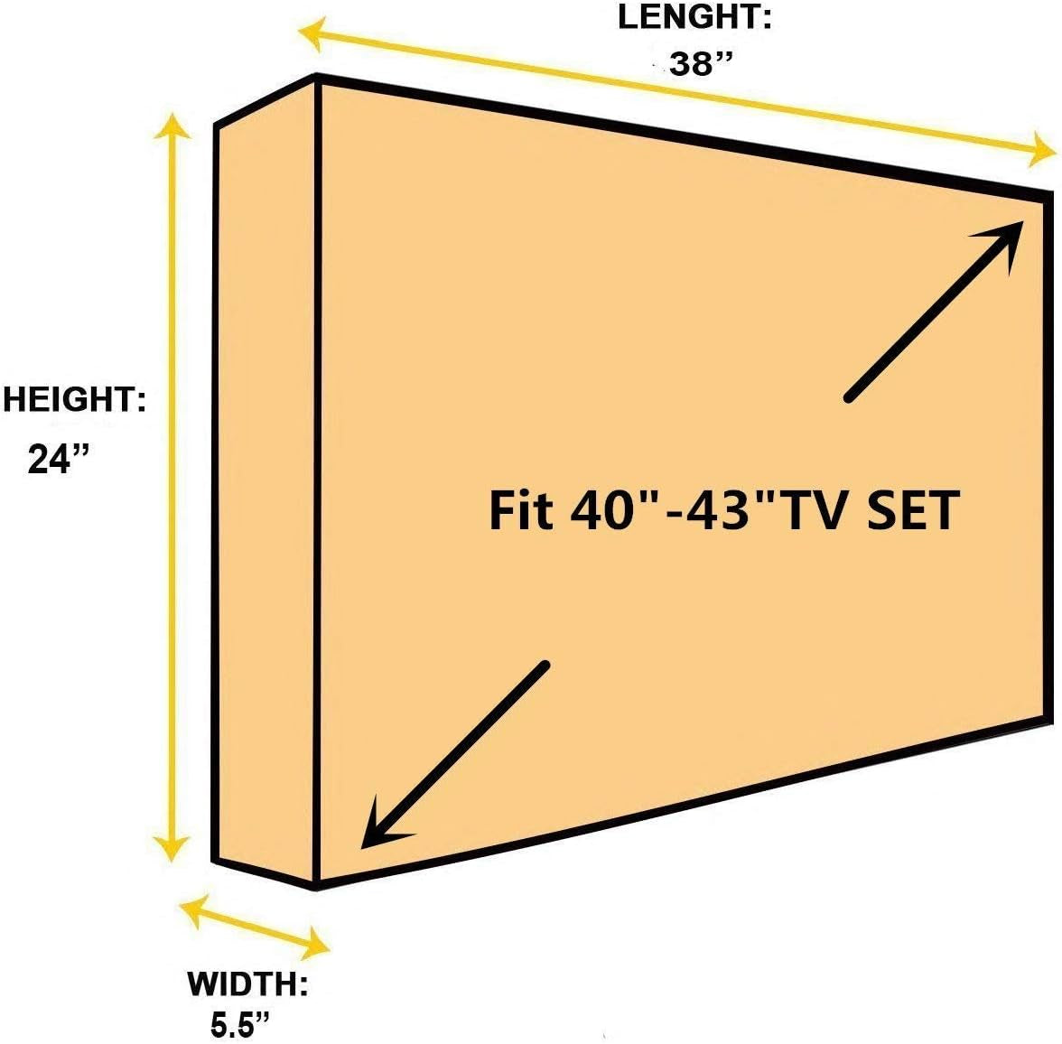 Outdoor 40"-43" TV Set Cover,Scratch Resistant Liner Protect LED Screen Best-Compatible with Standard Mounts and Stands (Black) … …